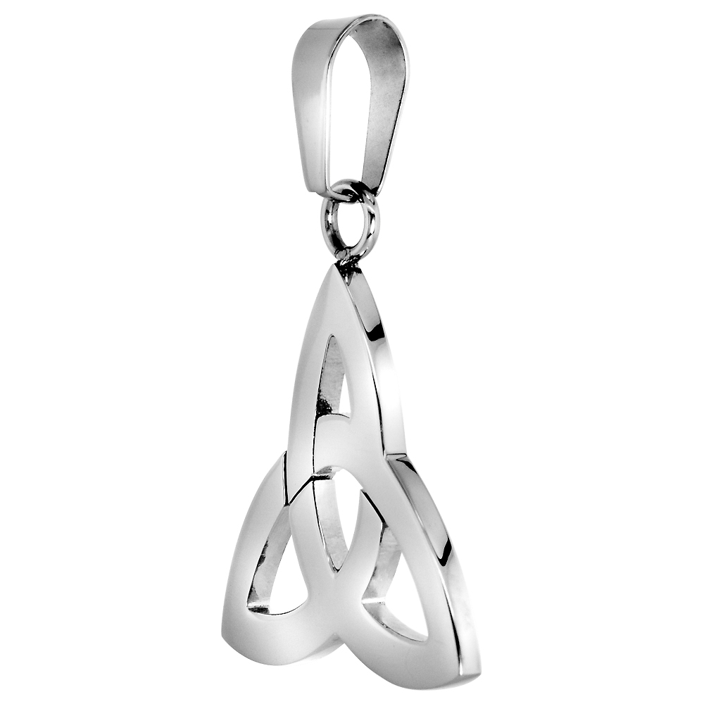 Stainless Steel Celtic Triquetra Holy Trinity Necklace, 5/8 inch tall, w/ 30 inch Chain