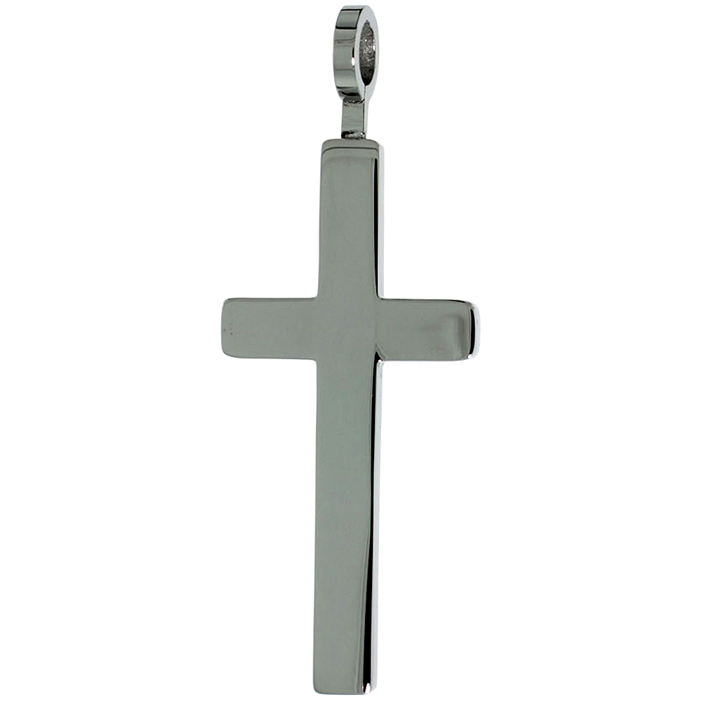 Stainless Steel Latin Cross Necklace, 1 1/4 inch tall with 30 inch chain
