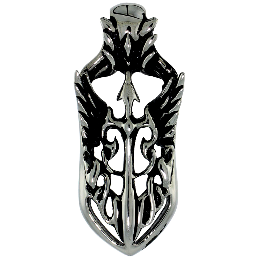 Stainless Steel Gothic Cross Necklace, 1 1/2 inch tall with 30 inch chain