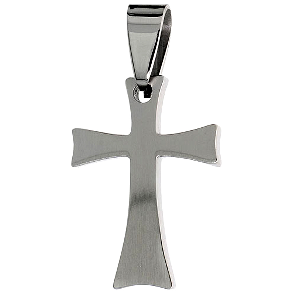 Stainless Steel Cross Necklace 1 inch tall, w/ 30 inch Chain