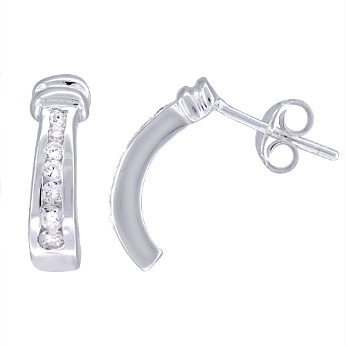 Sterling Silver 7-Stone Fancy CZ Journey Earrings 9/16 in. (15 mm) tall