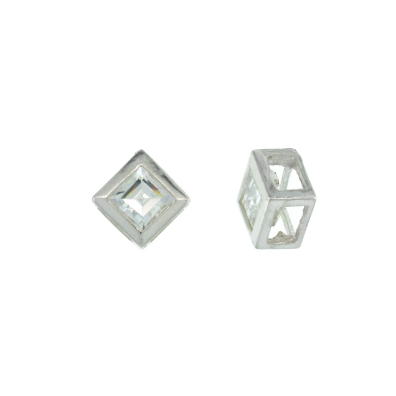 Sterling Silver Square CZ Slide Pendant 5/16 in. (8 mm)