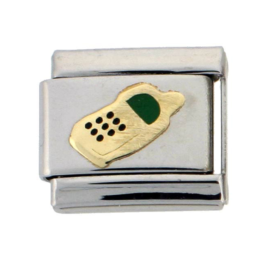 Stainless Steel 18k Gold Cell Phone Charm for Italian Charm Bracelets Stainless Steel 18k Gold Cell Phone Charm for Italian Charm Bracelets