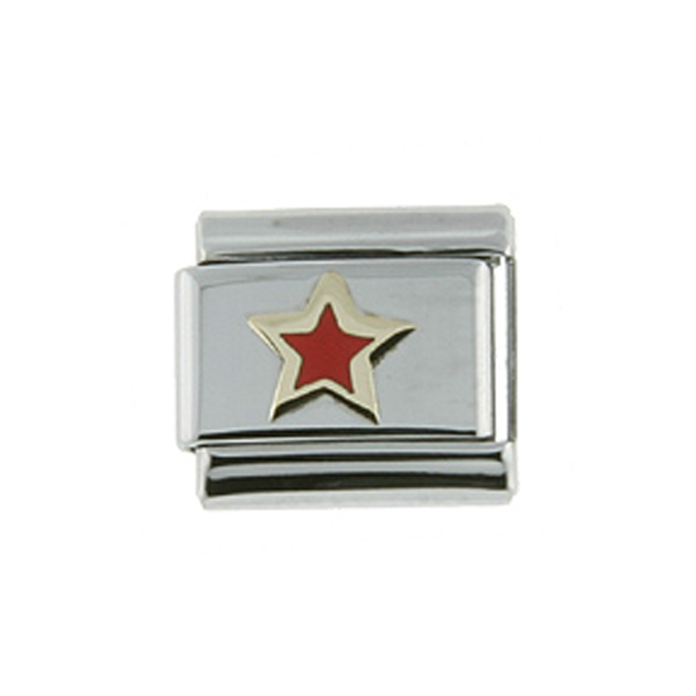 Stainless Steel 18k Gold Red Star Charm for Italian Charm Bracelets Stainless Steel 18k Gold Red Star Charm for Italian Charm Bracelets