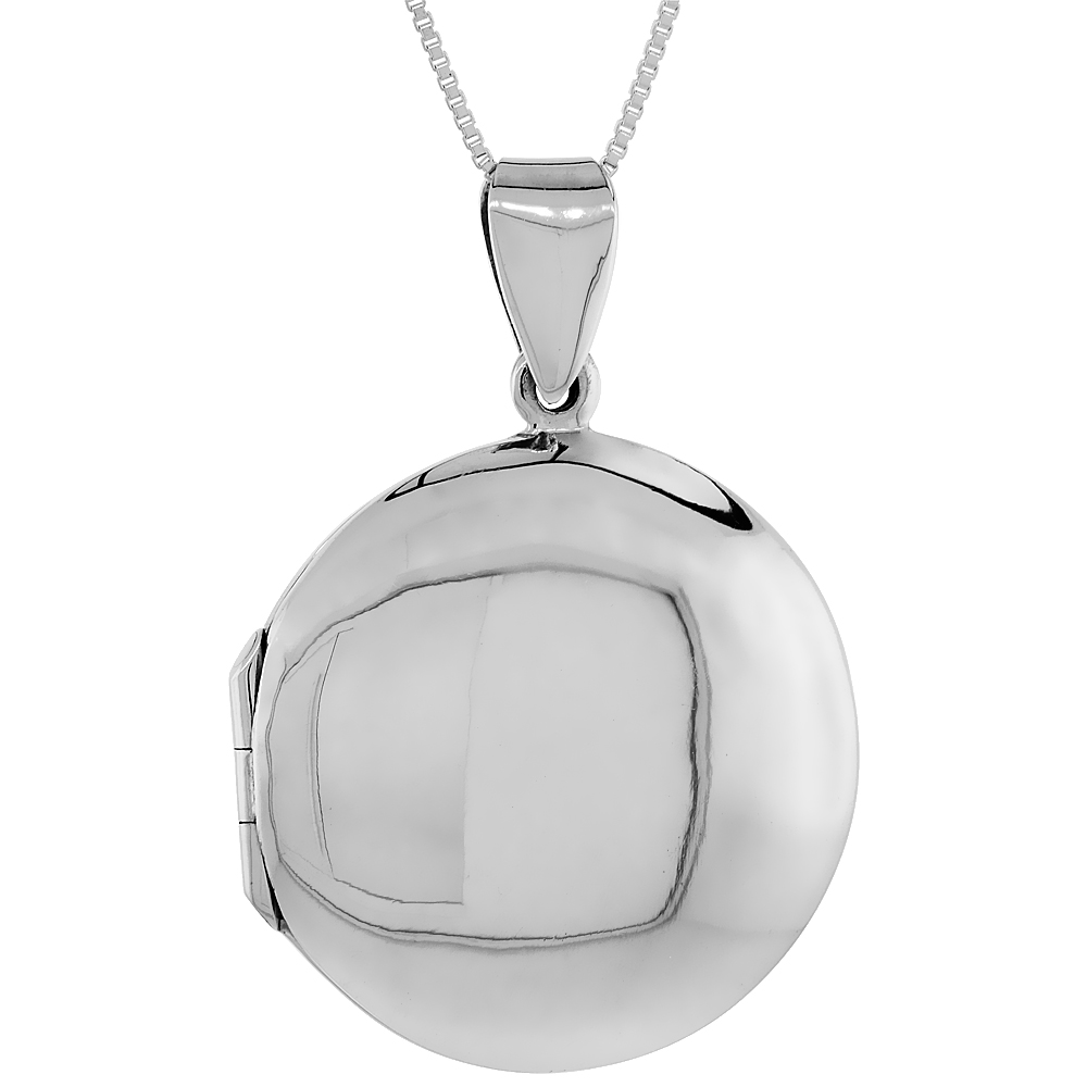 1 1/8 inch Sterling silver Engravable Round Locket Pendant for Women Handmade No Chain Included