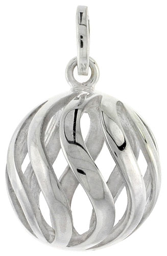 Sterling Silver Ball Pendant, 3/4 inch long 