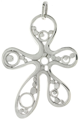 Sterling Silver Free-form Bubbles Pendant, 1 3/4 inch long 