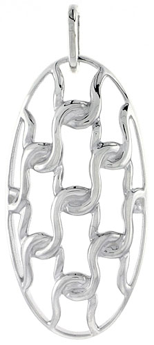 Sterling Silver Round Pendant, 1 1/4 inch long 