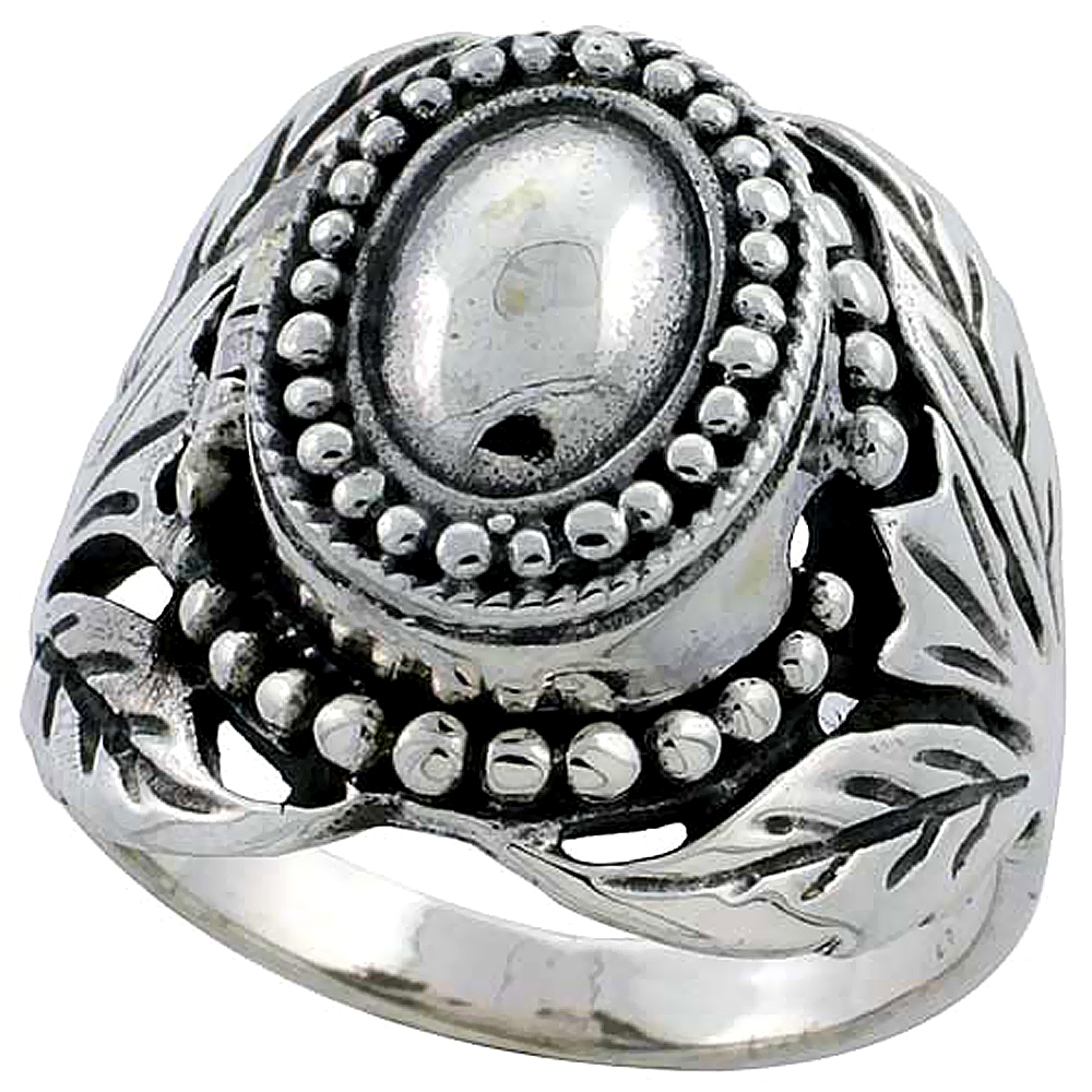 Sterling Silver Floral Vine Poison Ring 7/8 inch, sizes 6 - 10