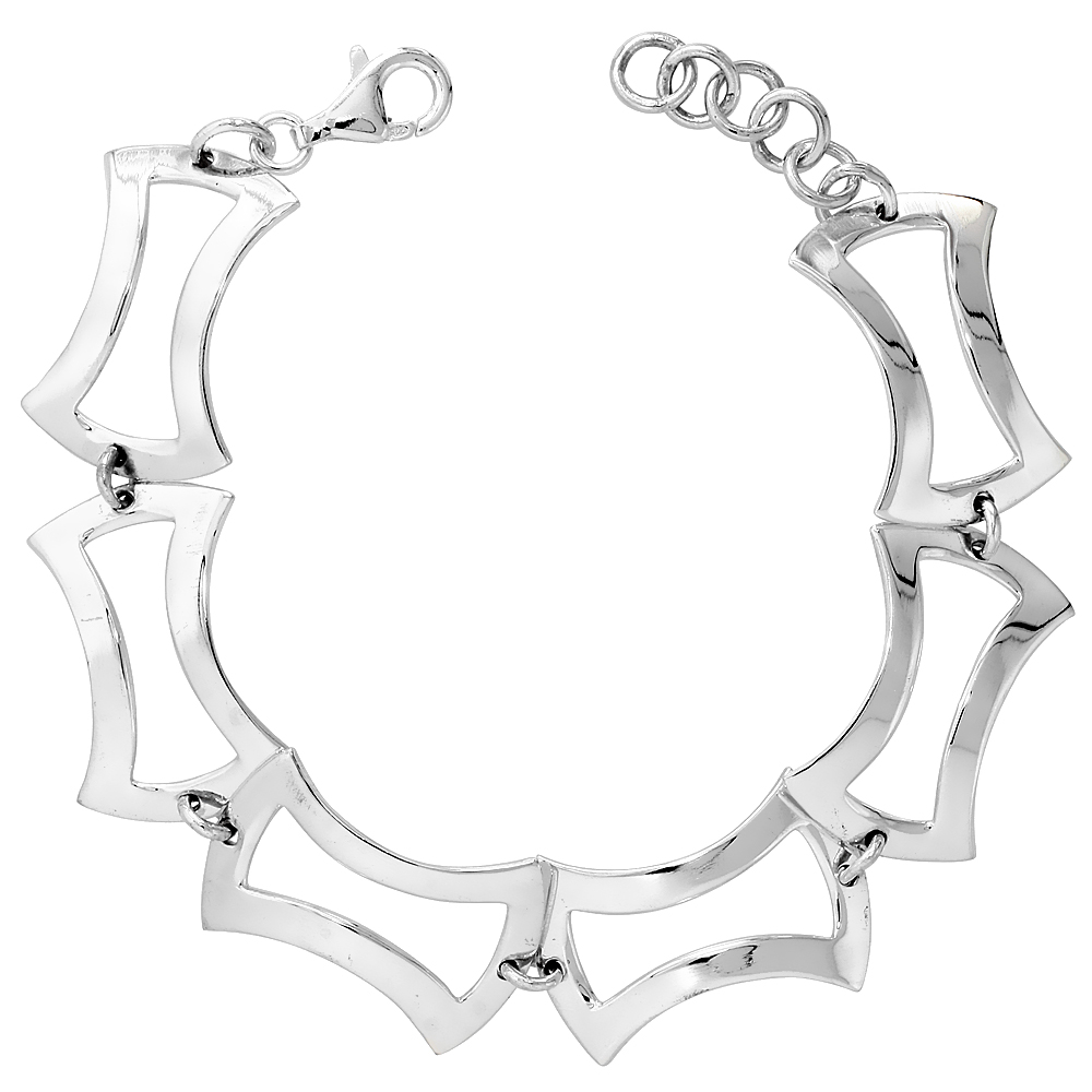 Sterling Silver Stampato Square Link Bracelet, 5/8" (16 mm) wide