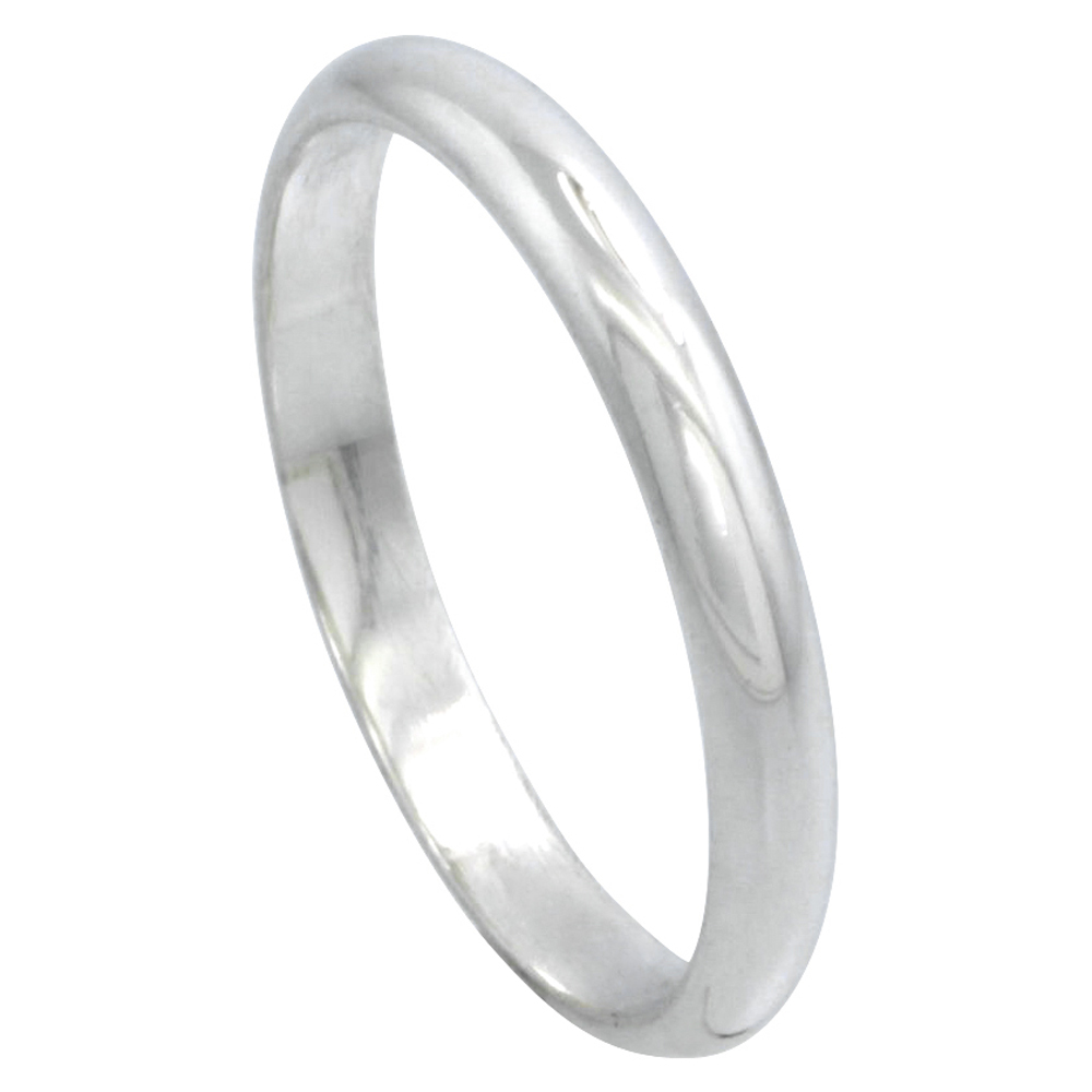 Sterling Silver 3 mm High Dome Wedding Band Thumb Ring