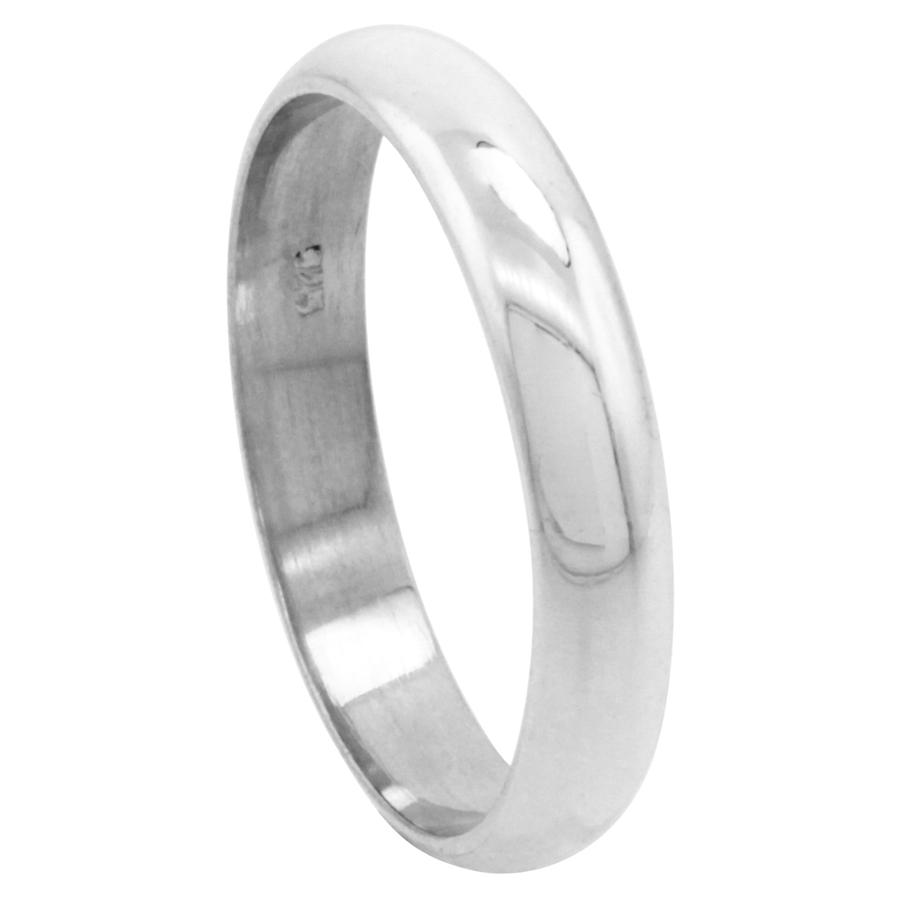 Sterling Silver 4 mm High Dome Wedding Band Thumb Ring
