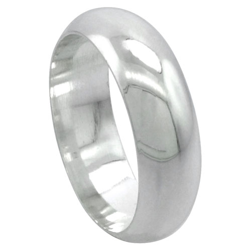 Sterling Silver 7 mm Domed Wedding Band Thumb Ring