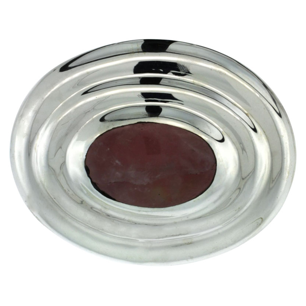 Sterling Silver Oval Pink Stone Pendant Slide, 1 3/8 inch tall